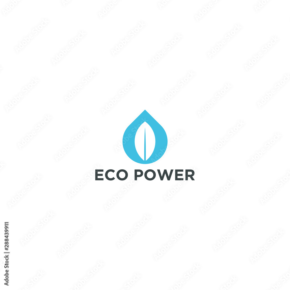 Eco power logo water and leaf element Eco power logo water and leaf element