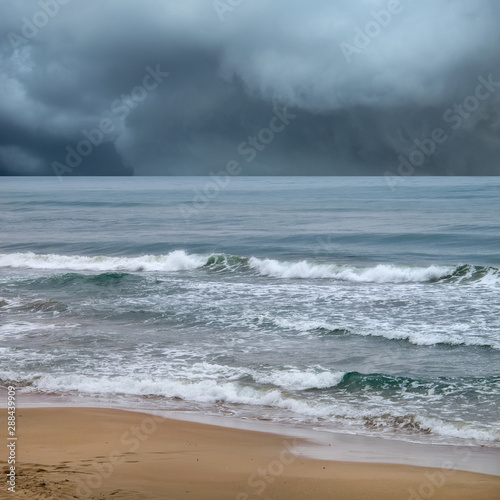 stormy day on beach.