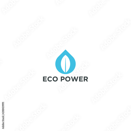 Eco power logo water and leaf element