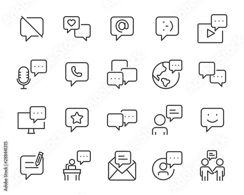 set of communication icons, discuss, bubble, call