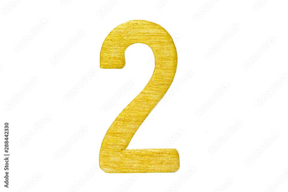 Golden number 2 isolated on white background Golden number 2 isolated on white background