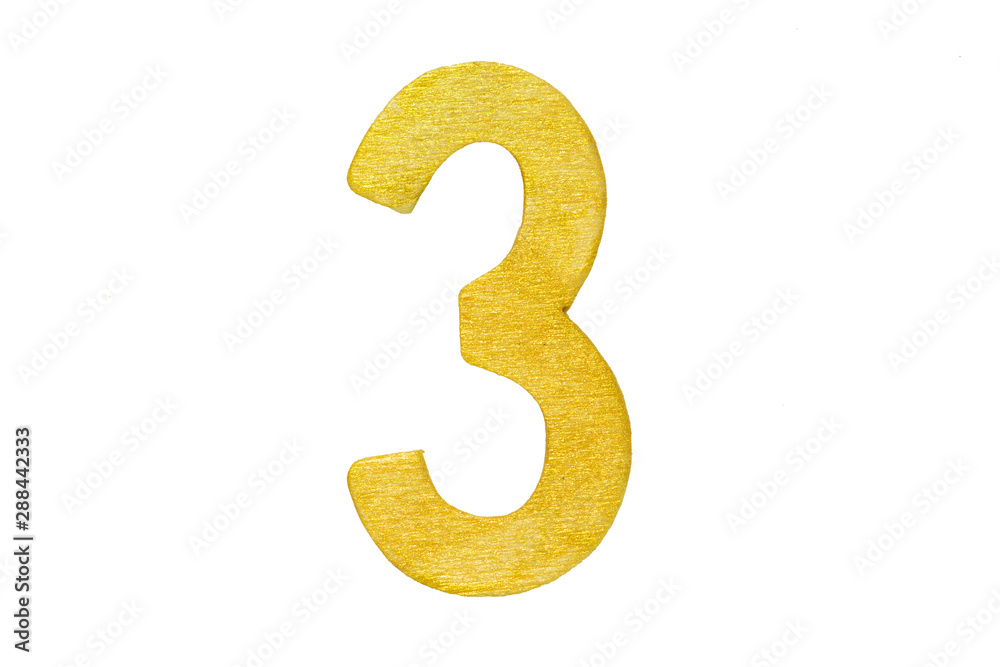 Golden number 3 isolated on white background Golden number 3 isolated on white background