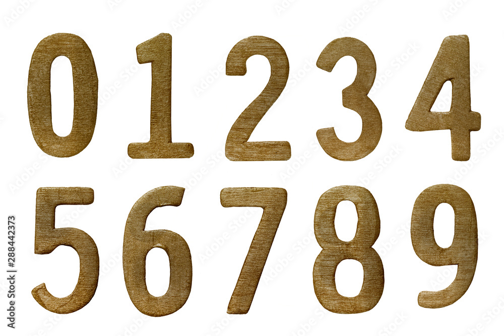 wood number 0-9 isolated on white background wood number 0-9 isolated on white background