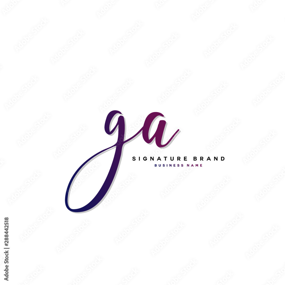 G A GA Initial letter handwriting and  signature logo concept design.
