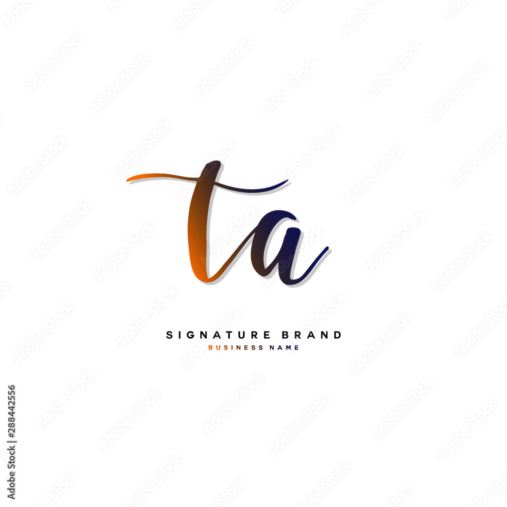 Obraz premium T A TA Initial letter handwriting and signature logo concept design.