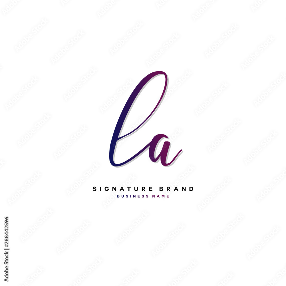 L A LA Initial letter handwriting and  signature logo concept design.
