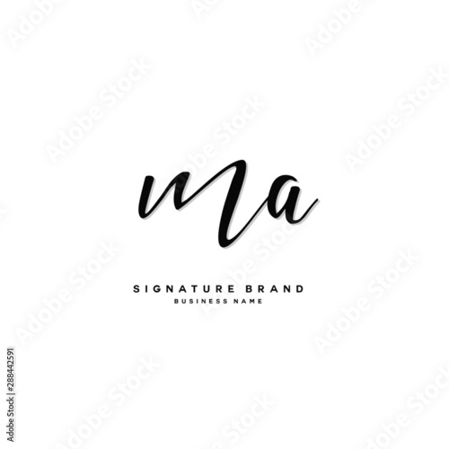 M A MA Initial letter handwriting and  signature logo concept design.