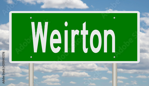 Rendering of a green highway sign for Weirton West Virginia photo