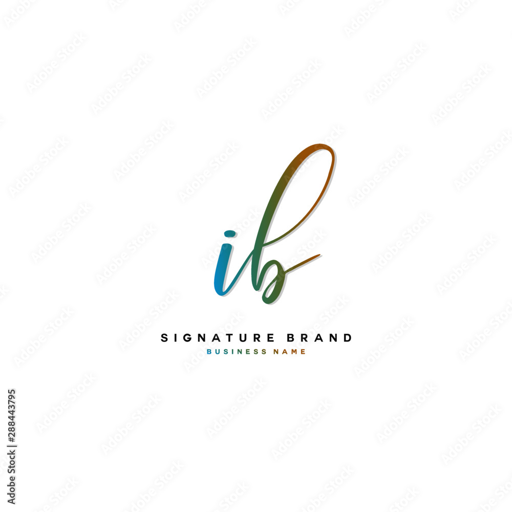 I B IB Initial letter handwriting and  signature logo concept design.