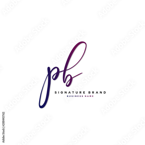 P B PB Initial letter handwriting and signature logo concept design.