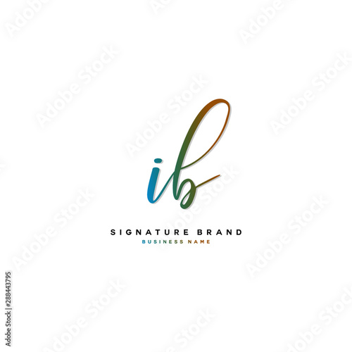 I B IB Initial letter handwriting and  signature logo concept design.