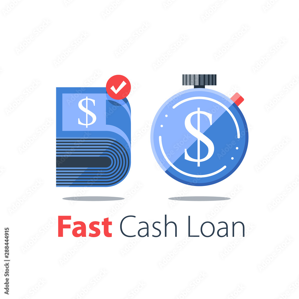 Cash back, bundle of bills, easy loan, credit approval, instant payment, fast money transfer, financial services, vector flat illustration Cash back, bundle of bills, easy loan, credit approval, instant payment, fast money transfer, financial services, vector flat illustration