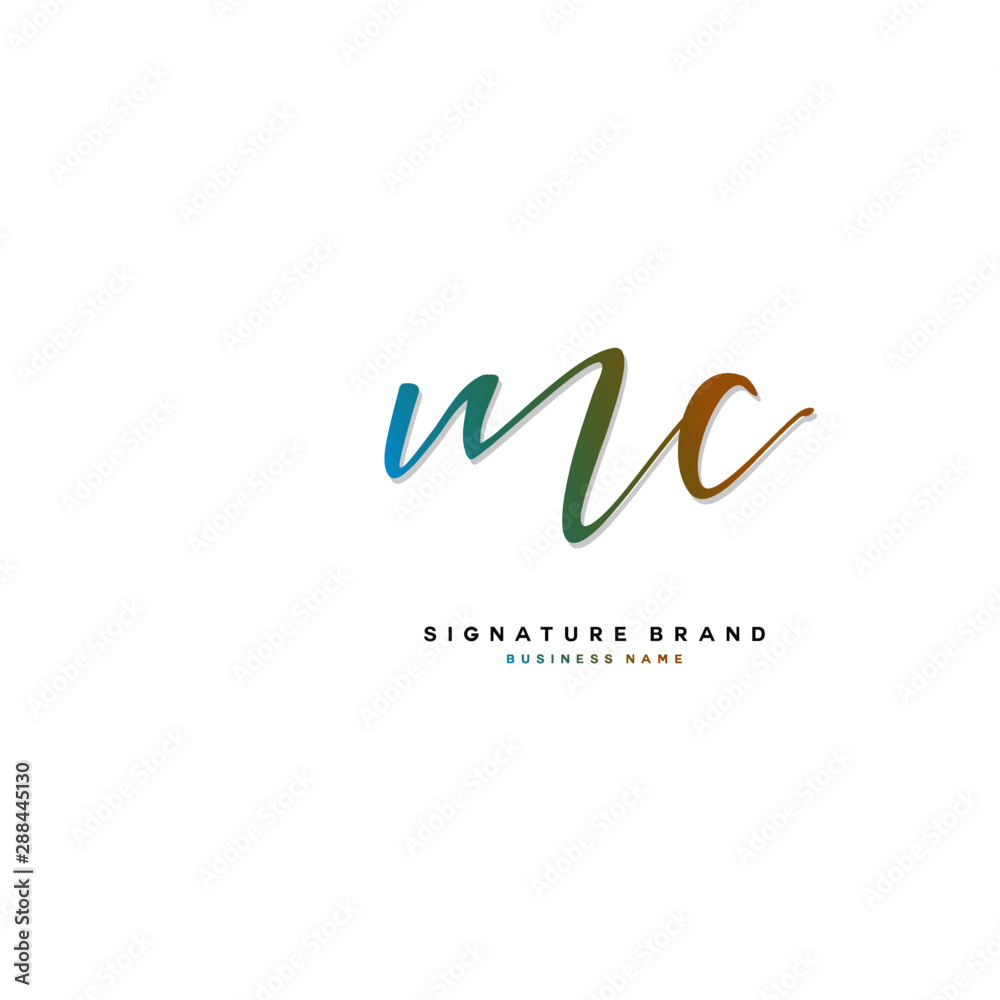 M C MC Initial letter handwriting and  signature logo concept design.