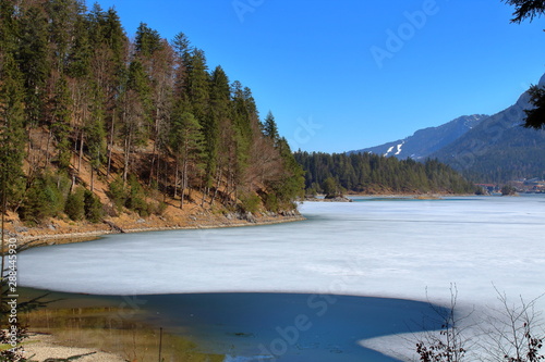 Frozen Eibsee Lake in Germany