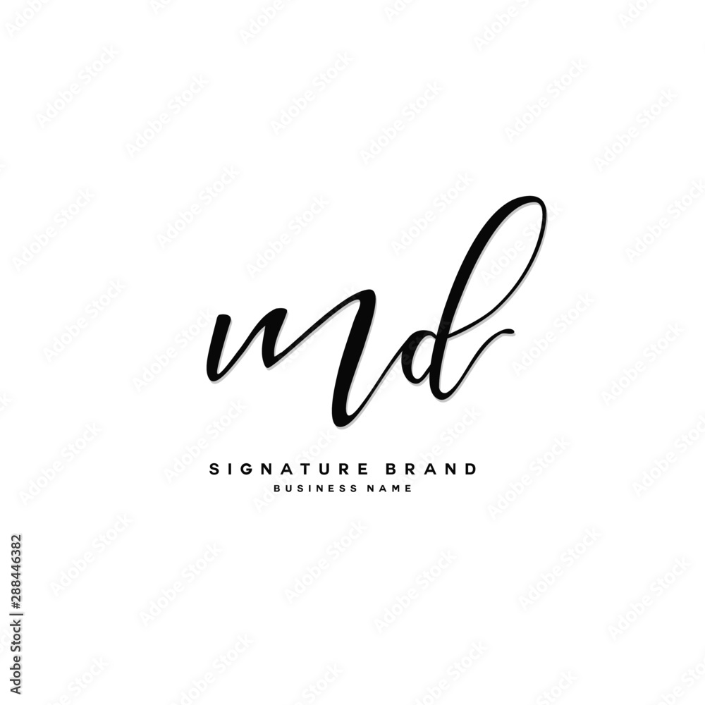 M D MD Initial letter handwriting and  signature logo concept design.