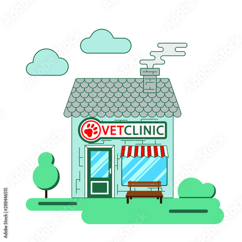 Fototapeta Naklejka Na Ścianę i Meble -  Veterinary clinic in blue tones on a white background. The concept of treatment and care of animals.