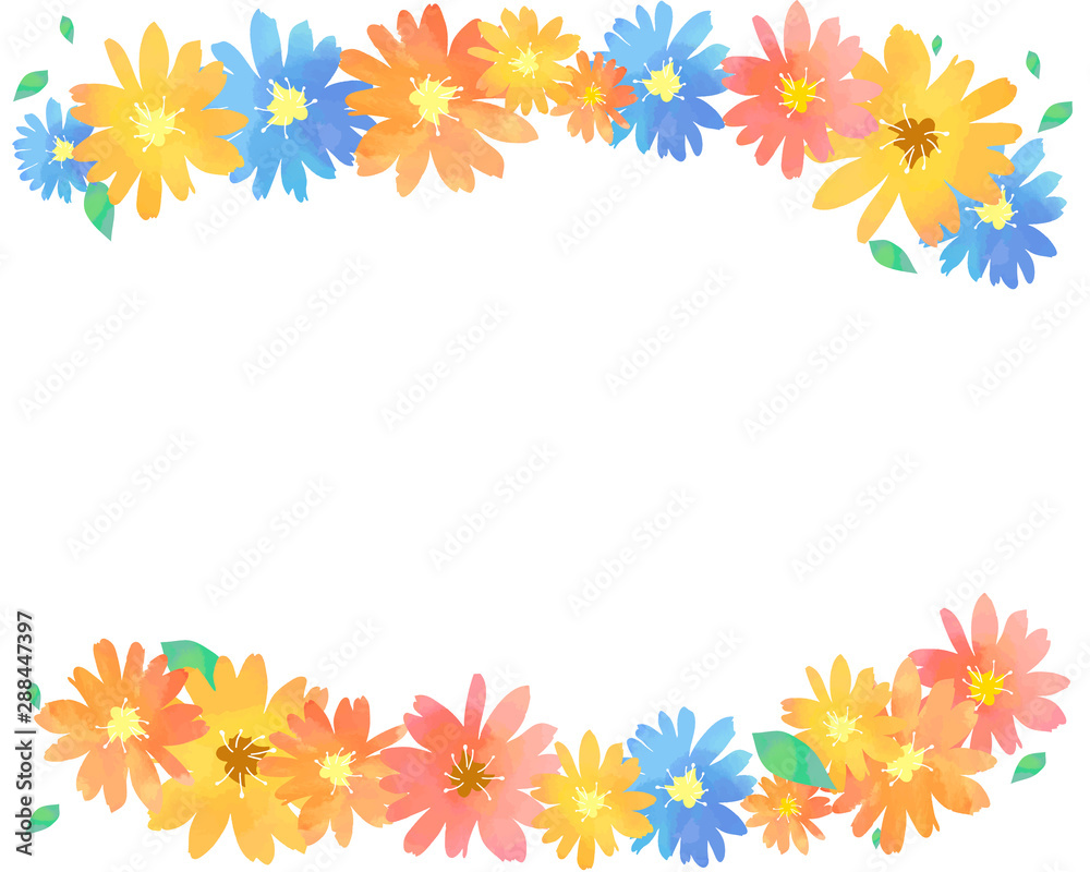 ライン素材 ベクターイラスト 花 フラワーパターン 枠 コピースペース Stock Vector Adobe Stock