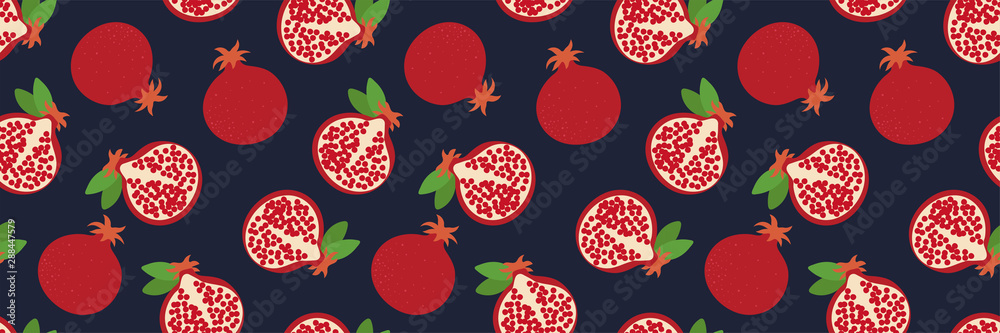 Garnet seamless pattern. Hand drawn fresh pomegranate. Vector sketch background. Color doodle wallpaper. Exotic tropical fruit. Fashion design. Food print for kitchen tablecloth, curtain or dishcloth Garnet seamless pattern. Hand drawn fresh pomegranate. Vector sketch background. Color doodle wallpaper. Exotic tropical fruit. Fashion design. Food print for kitchen tablecloth, curtain or dishcloth