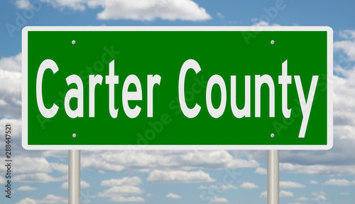 Slika na platnu Rendering of a green highway sign for Carter County Tennessee
