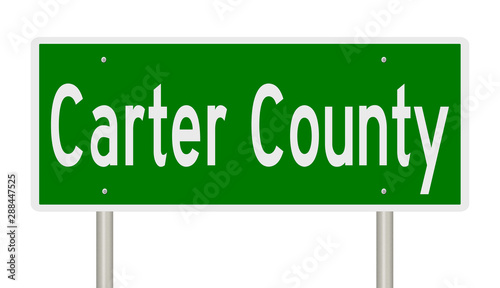 Slika na platnu Rendering of a green highway sign for Carter County Tennessee