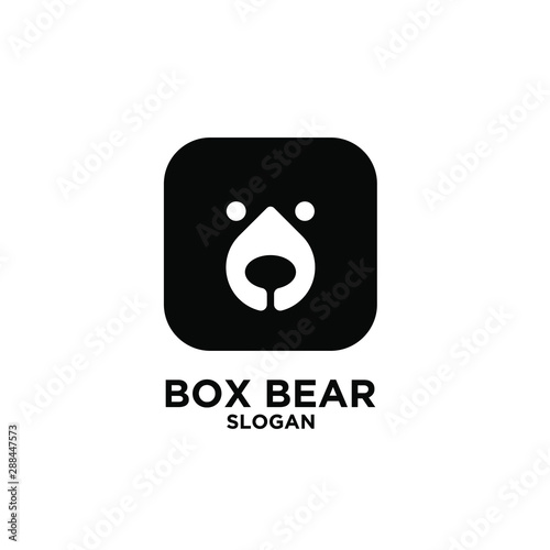 Cute black bear head logo icon designs vector illustration