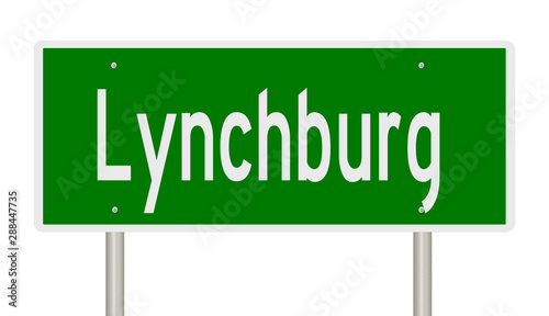 Rendering of a green highway sign for Lynchburg Tennessee photo