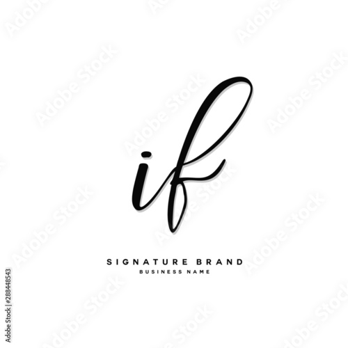 I F IF Initial letter handwriting and signature logo concept design.