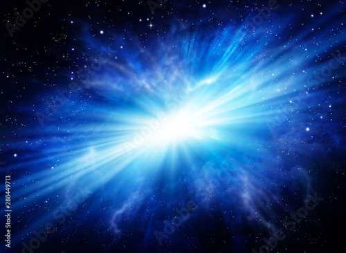 Blue light burst explosion in space