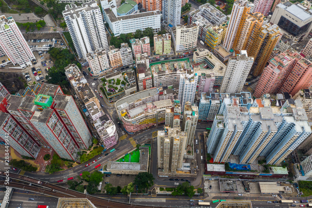 Aerial view of Hong Kong city