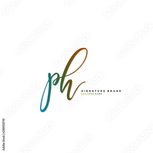 P H PH Initial letter handwriting and  signature logo concept design.