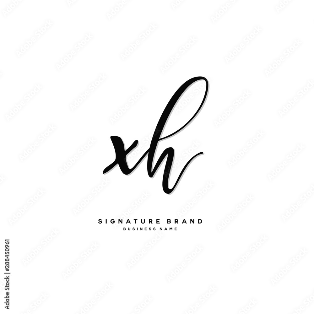 X H XH Initial letter handwriting and  signature logo concept design.