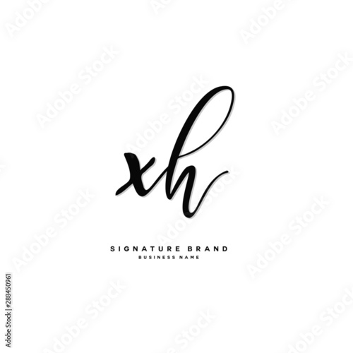 X H XH Initial letter handwriting and  signature logo concept design.