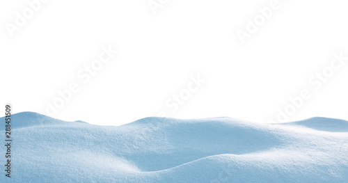 A large beautiful snowdrift isolated on white background.Winter snow  background. A big snow drift photo
