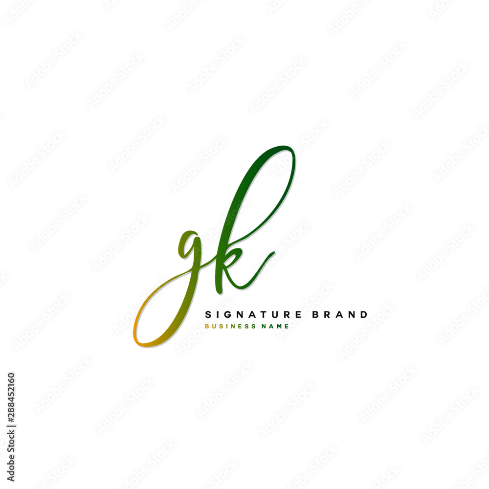 G K GK Initial letter handwriting and  signature logo concept design.