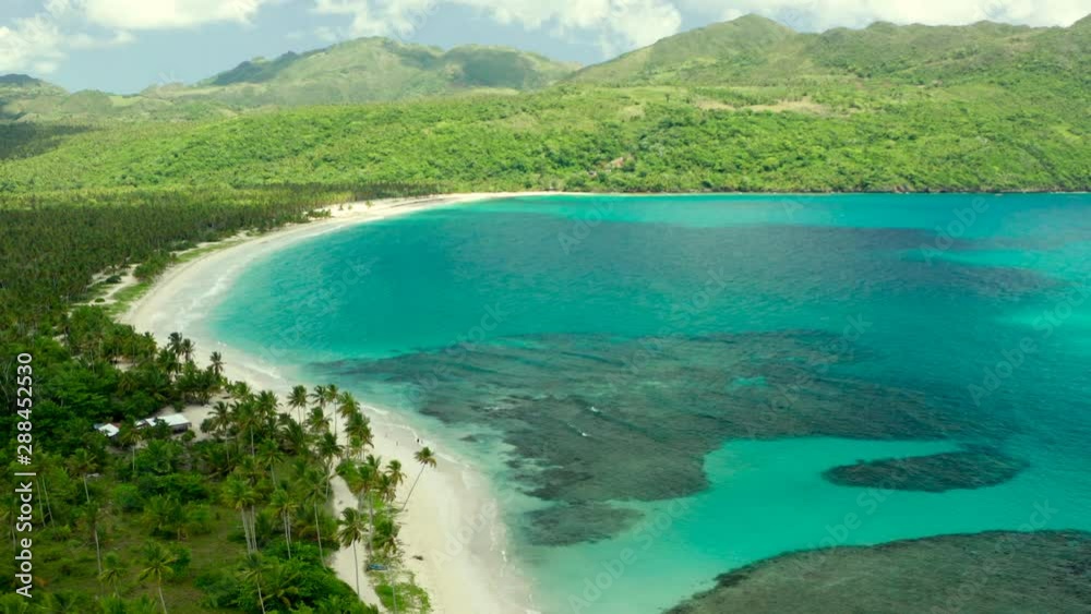 Aerial view of tropical beach.Samana peninsula,Playa(beach) Rincon beach,Dominican Republic. Aerial view of tropical beach.Samana peninsula,Playa(beach) Rincon beach,Dominican Republic.