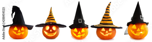 Set of Halloween pumpkins photo