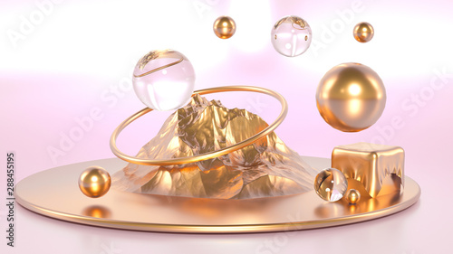 Elegant, beautiful abstract background with elements, studio, pedestal, minimalism. 3d illustration, 3d ..rendering.