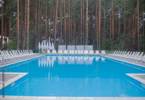 Big pool in a pine forest for luxury relaxation and spa