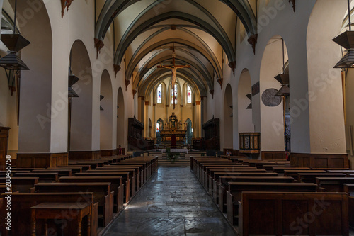 AOSTA   ITALY - JULY 2015  Church interior in the historic centre of Aosta  Italy