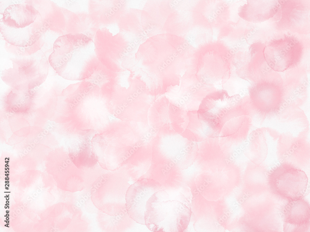 Abstract background with wet pink splashes.Watercolor style with gentle blots and stains.