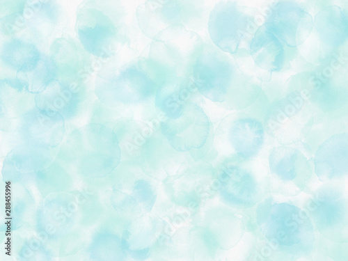 Abstract background with wet blue splashes.Watercolor style with gentle blots and stains.