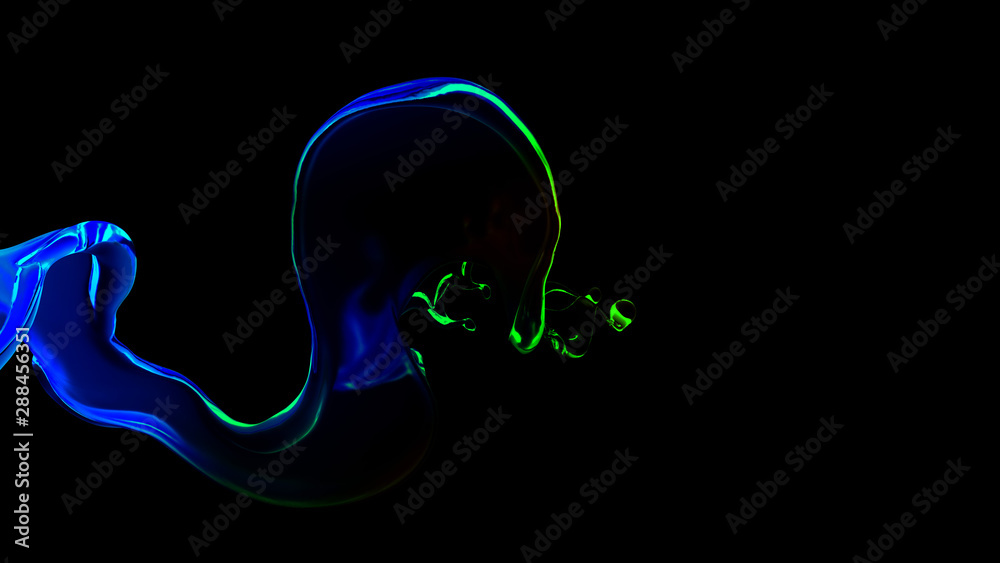 Splash fluid. 3d illustration, 3d rendering.