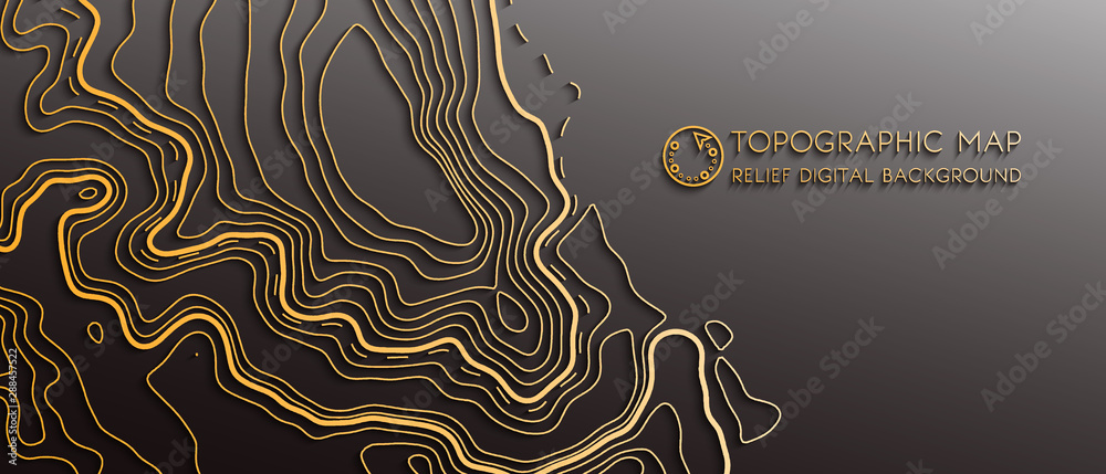 Map line of topography. Vector abstract topographic map concept with space for your copy. Black and white wave. Abstract paper cut. Abstract colorful waves. Wavy banners. Color geometric form - obrazy, fototapety, plakaty 