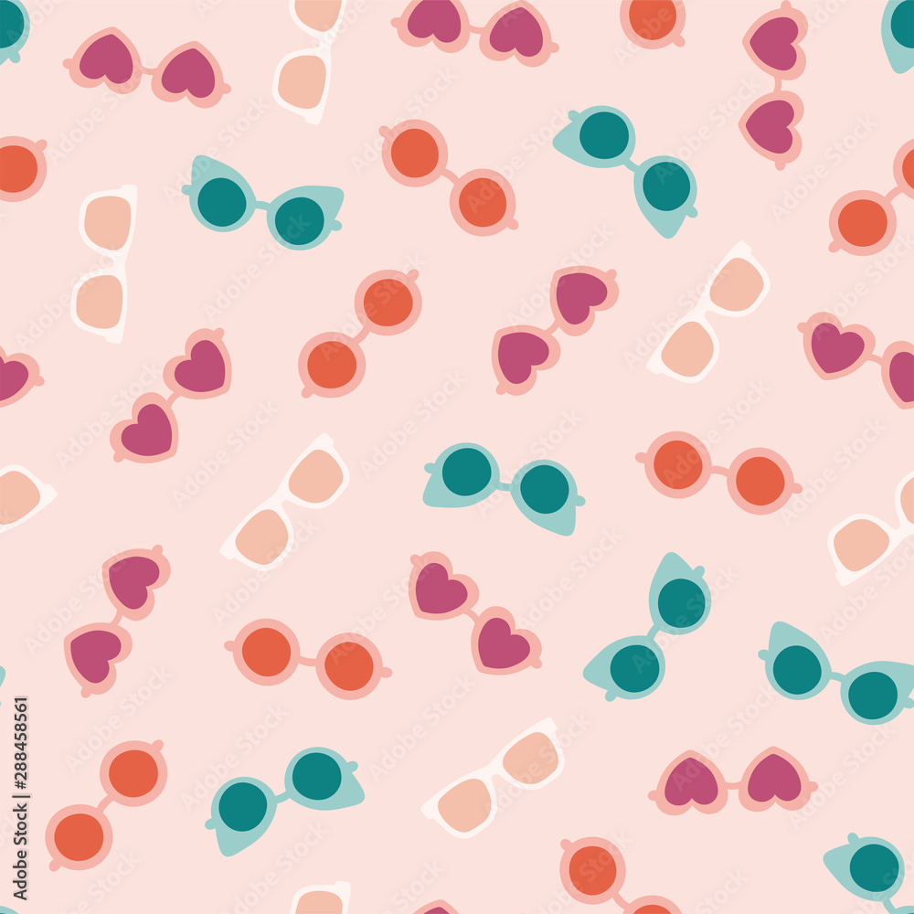 Seamless pattern with colorful sunglasses