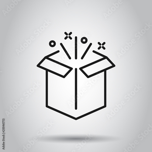 Gift box icon in flat style. Magic case vector illustration on isolated background. Present business concept.