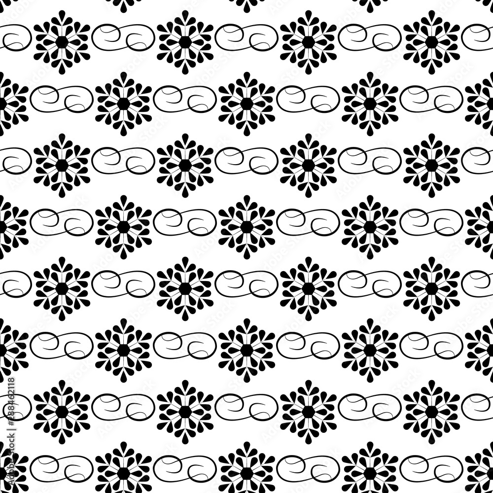 Snowflake seamless pattern. Fashion graphic background design. Modern stylish abstract texture. Monochrome template for prints, textiles, wrapping, wallpaper, website. Vector illustration.