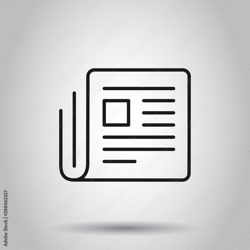 Magazine page icon in flat style. News vector illustration on isolated background. Brochure business concept. Magazine page icon in flat style. News vector illustration on isolated background. Brochure business concept.