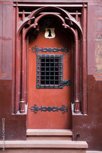 Red door at Basel Town Hall in Switzerland © BGStock72