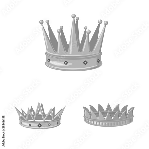 Vector illustration of jewel and vip sign. Collection of jewel and nobility vector icon for stock.
