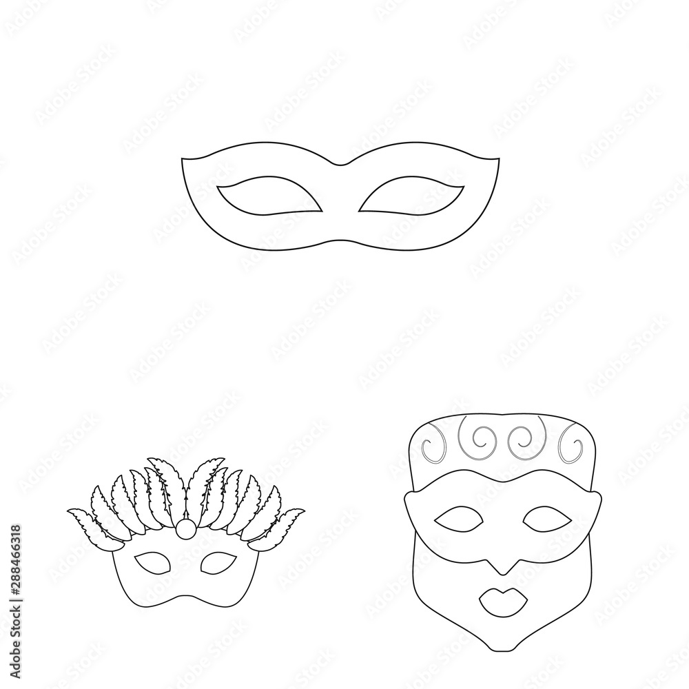 Isolated object of masquerade and mystery symbol. Collection of masquerade and festival vector icon for stock. Isolated object of masquerade and mystery symbol. Collection of masquerade and festival vector icon for stock.